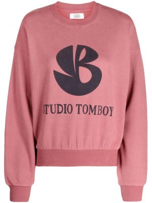 Raštuotas medvilninis džemperis Studio Tomboy rožinė