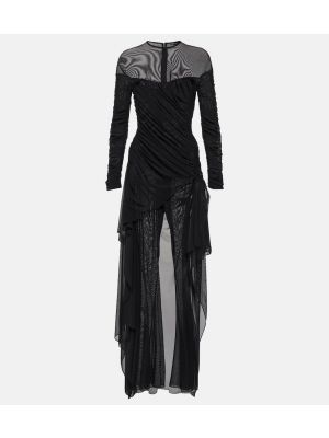 Ολόσωμη φόρμα από διχτυωτό ντραπέ Mugler μαύρο