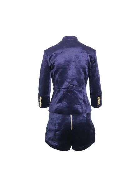 Aksamitny płaszcz Balmain Pre-owned niebieski