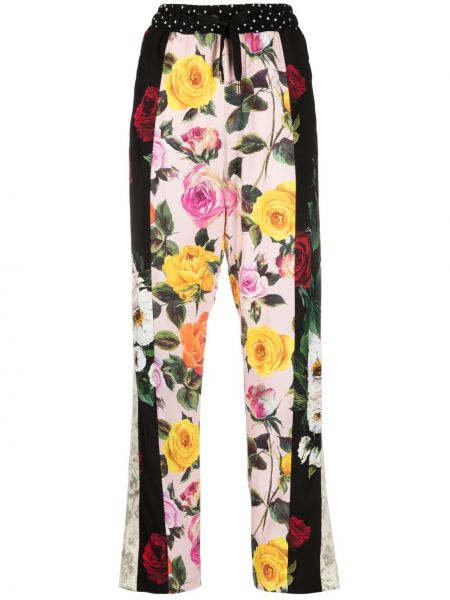 Pantalones de chándal de flores con estampado Dolce & Gabbana negro