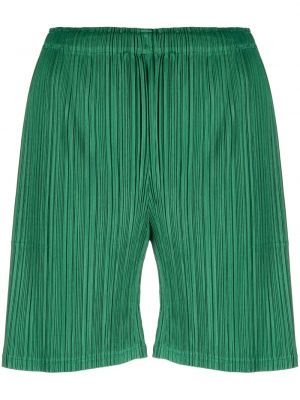 Shorts taille haute plissées Pleats Please Issey Miyake vert