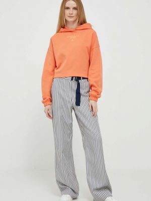 Bluza z kapturem z nadrukiem Calvin Klein Jeans pomarańczowa