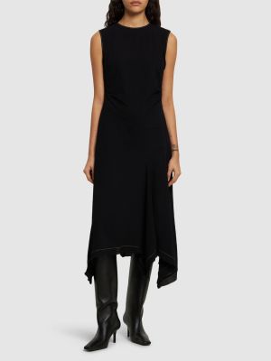 Sukienka midi bez rękawów z krepy Acne Studios czarna