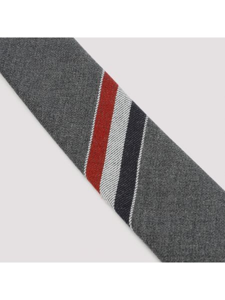 Corbata de lana a rayas Thom Browne gris
