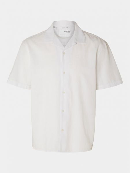 Lněná košile relaxed fit Selected Homme bílá