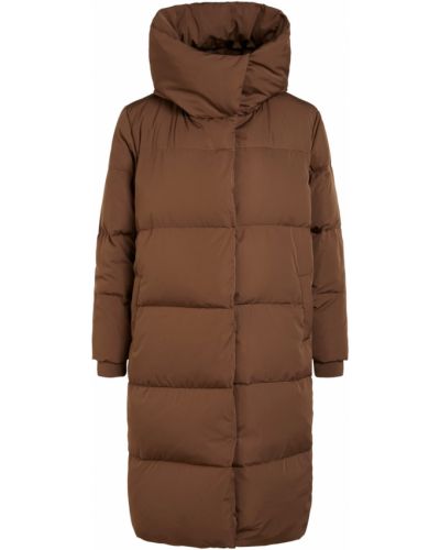 Priliehavý zimný kabát na zips s kapucňou Object - hnedá