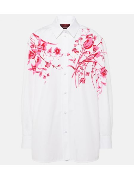 Floral bomull skjorte Gucci hvit