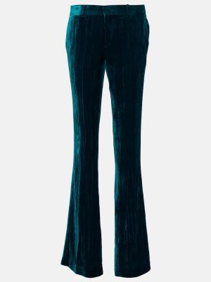 Žametne ravne hlače z nizkim pasom iz rebrastega žameta Petar Petrov modra