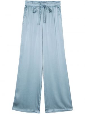 Jedwabne proste spodnie Seventy niebieskie