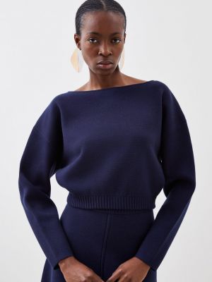Трикотажный длинный свитер Karen Millen синий