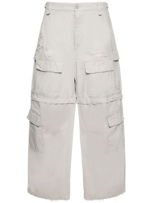Βαμβακερό παντελόνι με φθαρμένο εφέ Balenciaga γκρι