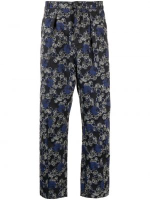 Ravne hlače s cvetličnim vzorcem s potiskom Henrik Vibskov črna