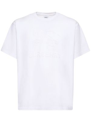Памучна тениска от джърси Burberry бяло