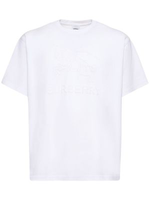 T-shirt di cotone in jersey Burberry bianco