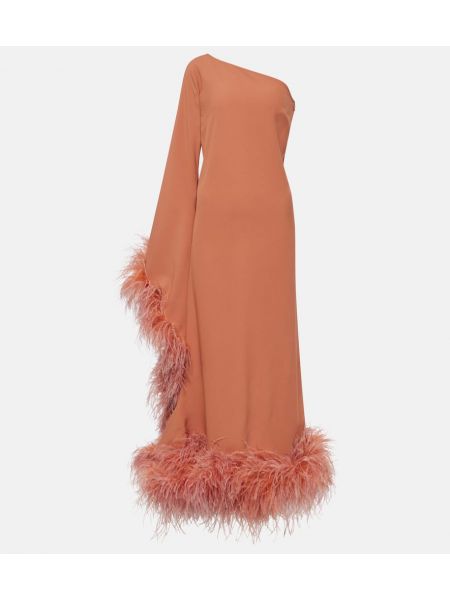 Midi haljina sa perjem Taller Marmo narančasta