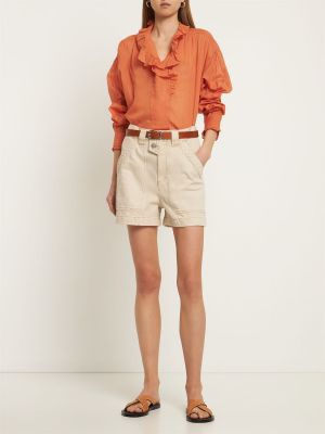 Camisa de algodón con volantes Marant Etoile naranja