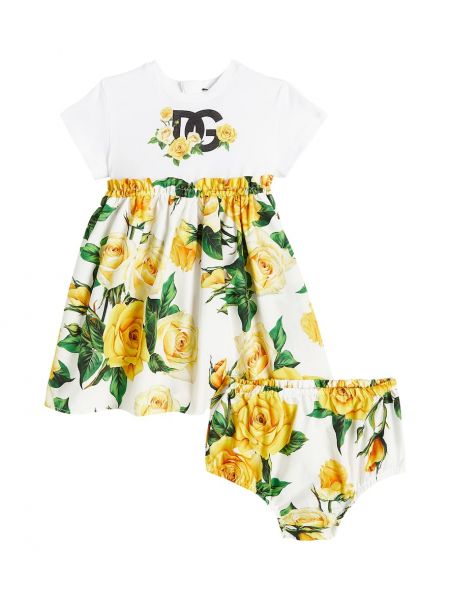 Blomstret bomuld kjole for piger Dolce&gabbana Kids pink