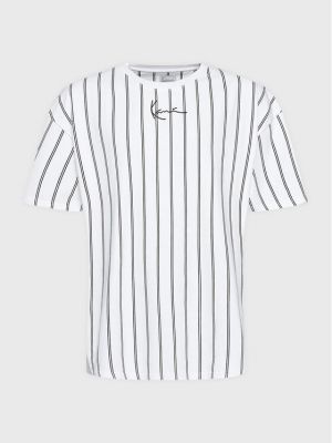 Relaxed тениска на райета от джърси Karl Kani бяло