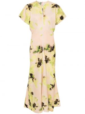 Midi šaty s potiskem s abstraktním vzorem Victoria Beckham
