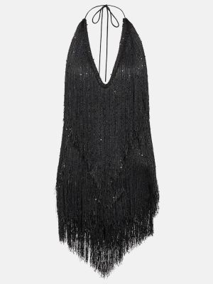 Mini vestido con flecos Rotate Birger Christensen negro
