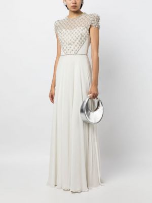 Jedwabna sukienka wieczorowa z kryształkami Jenny Packham biała