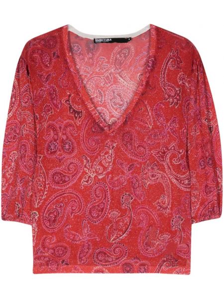 Sweter z nadrukiem z wzorem paisley Bimba Y Lola czerwony