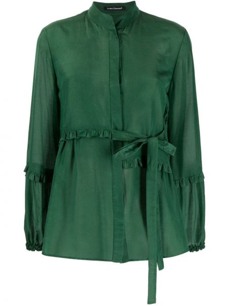 Блузка с завязками с оборками Luisa Cerano, зеленая
