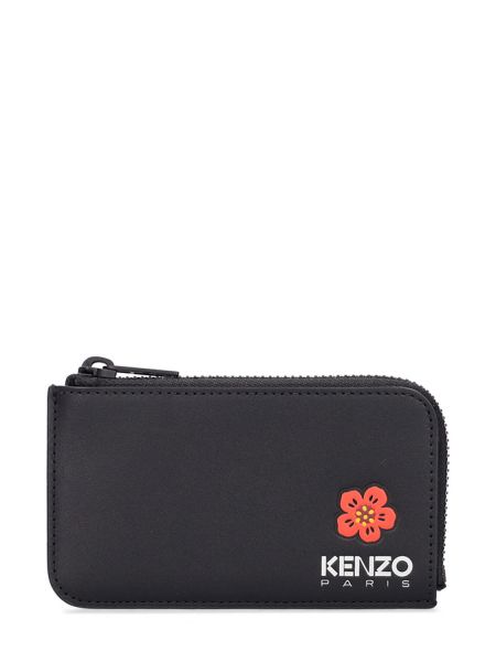 Cartera de cuero con cremallera con estampado Kenzo Paris negro