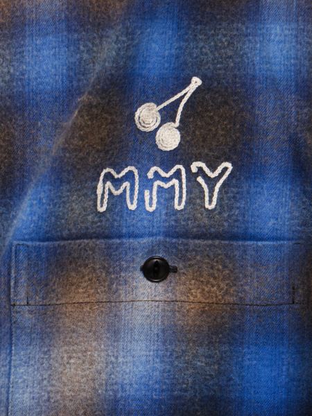 Bombažna srajca s karirastim vzorcem Mihara Yasuhiro modra