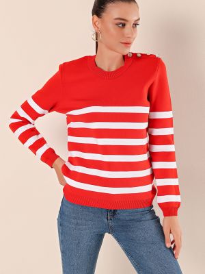 Svītrainas džemperis ar pogām Bigdart sarkans