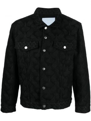 Tylová džínsová bunda s výšivkou 3.paradis čierna