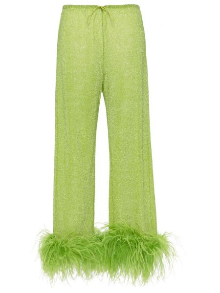 Rovné nohavice s perím Oseree zelená