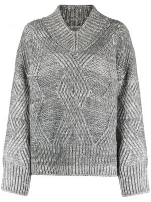 Chunky пуловер с v-образно деколте Ermanno Scervino сиво