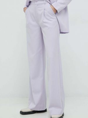 Gestuz pantaloni PaulaGZ femei, culoarea violet, lat, high waist