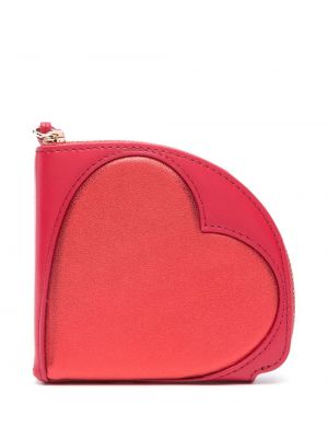 Kožená peněženka na zip se srdcovým vzorem Furla červená