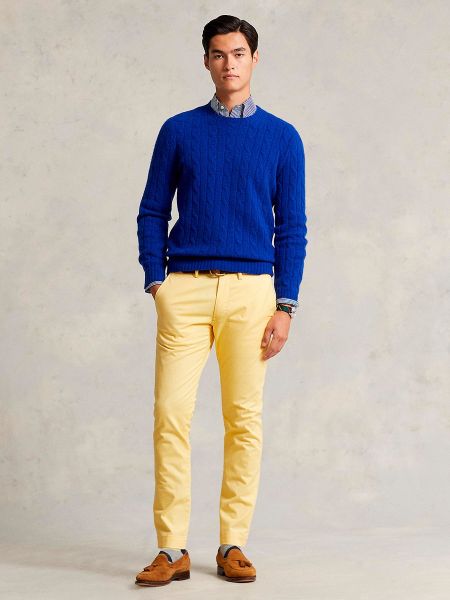 Pantalones ajustados slim fit de algodón Polo Ralph Lauren amarillo