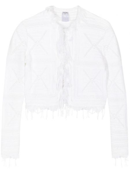 Дълга жилетка с ресни Chanel Pre-owned бяло