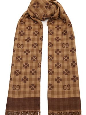 Хлопковый шарф Gucci коричневый