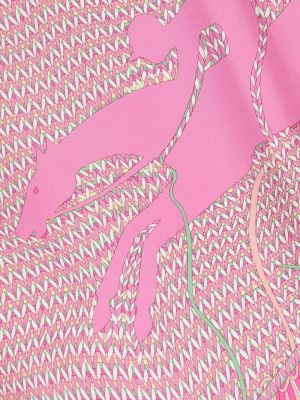 Jedwabna szal z nadrukiem Longchamp różowa