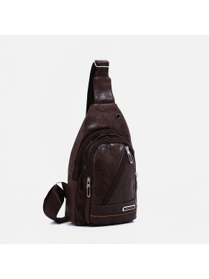 Кожаная сумка из искусственной кожи No Brand коричневая