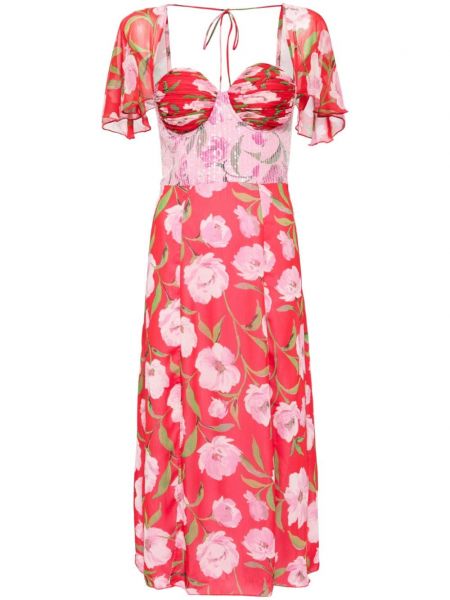 Ravna haljina od šifona s cvjetnim printom s printom Rotate Birger Christensen