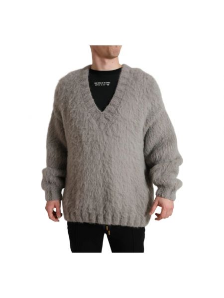 Sweter z dekoltem w serek Dolce And Gabbana szary