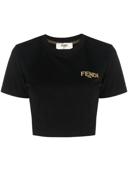 Brodert t-skjorte Fendi svart