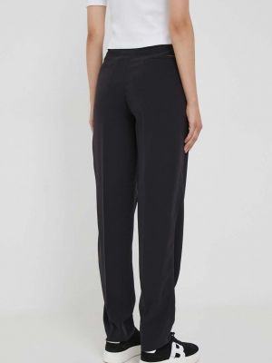Jednobarevné kalhoty s vysokým pasem Calvin Klein černé