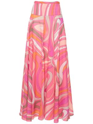 Mušelínové bavlněné dlouhá sukně Pucci růžové