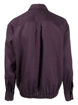 Lněná košile na zip Pt Torino fialová