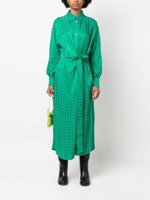 Sukienka koszulowa żakardowa Msgm zielona