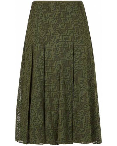 Falda con bordado Fendi verde