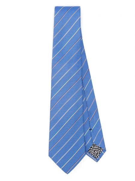 Csíkos selyem nyakkendő Paul Smith kék