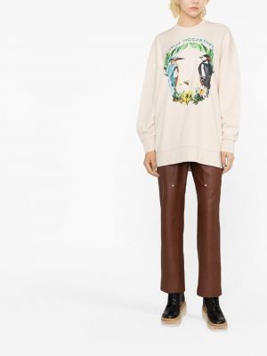 Bavlněný svetr s potiskem Stella Mccartney béžový